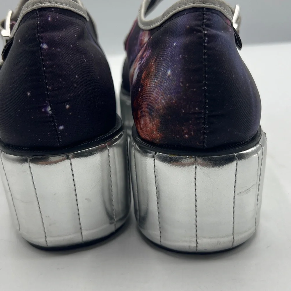Galaxy Astronaut Platform Mary Janes - Silver Platform, Purple Galaxy Print - Picture 8 of 11